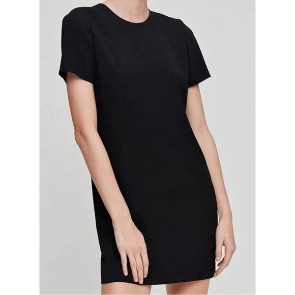 Babaton Patricio Black Loose Fit Japanese Crepe Short Sleeve T-Shirt Mini Dress - Picture 3 of 10